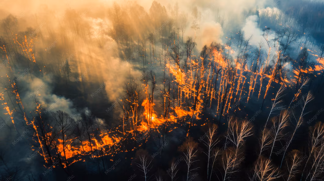 vue haut incendie foret bande herbe seche met feu aux arbres dans foret seche feu fumee 999967 1639